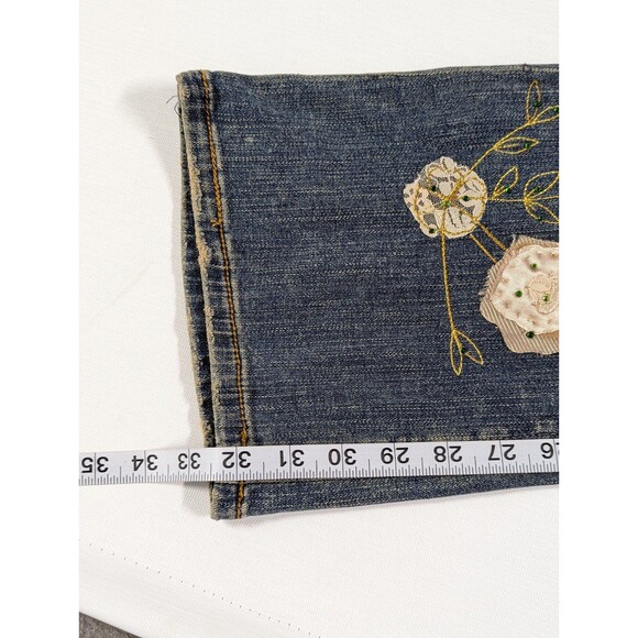 Z. Cavaricci Retro Size 8 Vintage Flare Blue Jeans with Floral Embellishments - Picture 11 of 11